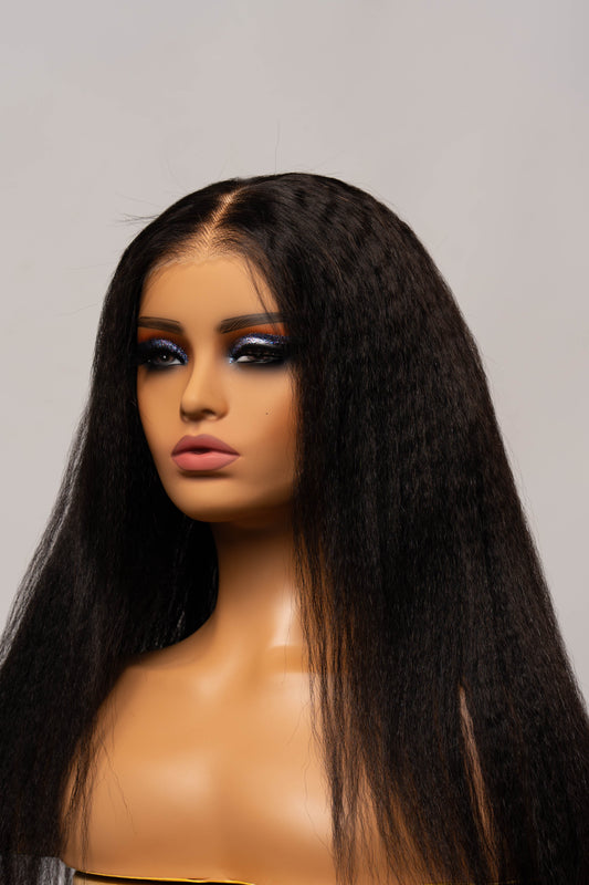 Black Kinki Straight HD Glueless Brazilian Wig